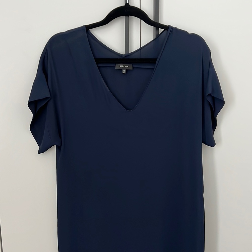 Aritzia Navy blue silk-like dress XS